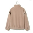 thumbnail image 5 of Women's Fleece Jacket, Oversized Zip Up Winter Coat, Soft Plush Outerwear, High Collar Warm Jacket, Casual Winter Coat, Fall Fashion Jacket, Pocket Detail Coat Beige L, 5 of 6