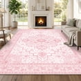 thumbnail image 2 of Janvonne Bohemian Pink Area Rug, Soft Low-Pile Washable Non-Slip Vintage Throw Rug for Living Room Bedroom Nursery, Stain Resistant Kid & Pet Friendly,6'x9', 2 of 6
