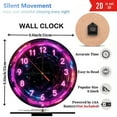 thumbnail image 3 of Neon Clock Wall Decor Pink Purple Art 10-Inch Silent Wooden Wall Clock, Battery Operated (AA Batteries Not Included), Artistic Home Decor, 3 of 7