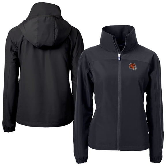 Women's Cutter & Buck Black Cincinnati Bengals Helmet Charter Eco Recycled Full-Zip Jacket