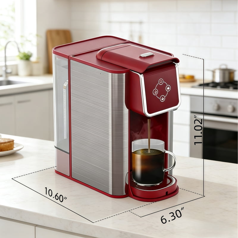 3 in 1 Single Serve Coffee Maker: Coffee Machine Compatible with K Cup Capsules & Grounds, Instant Coffee Pot, Tea Maker Brewer - Removable 50 Oz Water Reservoir, 120V 1150W, Black
