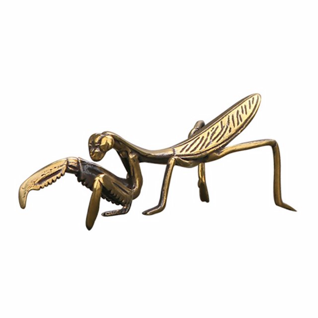 1Pc Simulation Mantis Statues Brass Mantis Sculpture Desktop Decoration