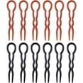 thumbnail image 1 of 12Pcs U Shaped Hair Pins Plastic Hair Style Grip Pins Wavy Hair Braid Twist Styling Clip Pin for Women Girls, 1 of 5