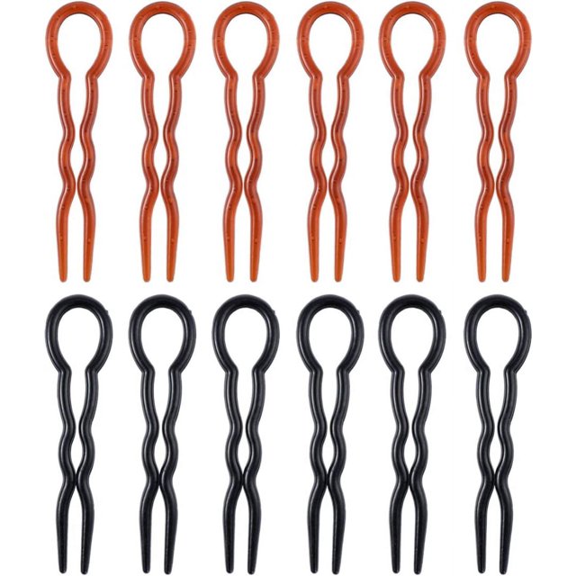 12Pcs U Shaped Hair Pins Plastic Hair Style Grip Pins Wavy Hair Braid Twist Styling Clip Pin for Women Girls