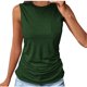 thumbnail image 1 of Blusas para las Mujeres Casual Verano Color Sólido Cuello Redondo Bolsillo sin Mangas Tanque Blusa, Poliéster Casual Top, Lavado de Manos, 1 of 6