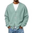 thumbnail image 4 of LODIENY Men Waffle V Neck Button Down Baggy Cardigan Long Sleeve Open Front Lightweight Casual Simple Knit Cardigans Green M, 4 of 6