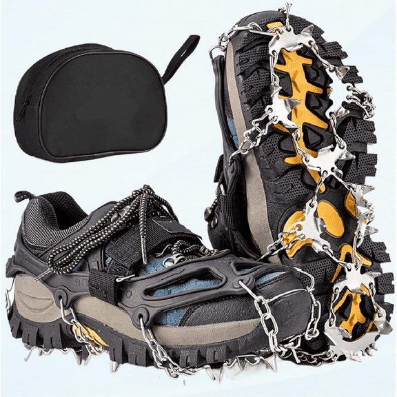 26 Micro Spikes Crampons, Ice Cleats Traction for Hiking Boots Shoes Women Men Kids, Traction Snow Grips for Hiking Fishing Walking Climbing Mountaineering
