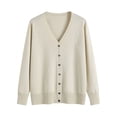 thumbnail image 3 of Womens Solid Button Front Cardigan Mercerized Cotton Loose Fit Comfort Sweater, 3 of 9