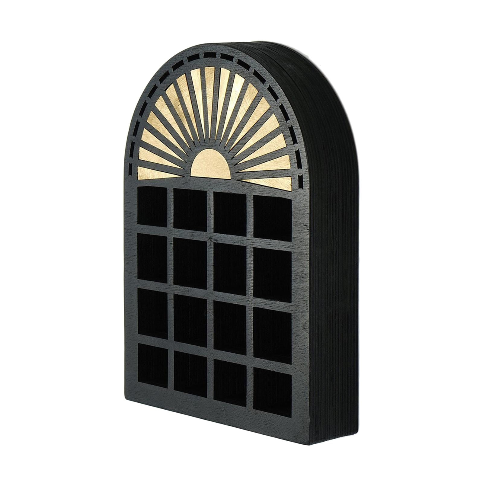 Sun and Moon Shelf Wall Mounted Jewelry Holder Rustic Storage Crystal