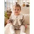 thumbnail image 3 of RUINIXCW Infant Girl Velvet Bubble Romper Long Sleeve Doll Collar Fall Jumpsuit, 3 of 8
