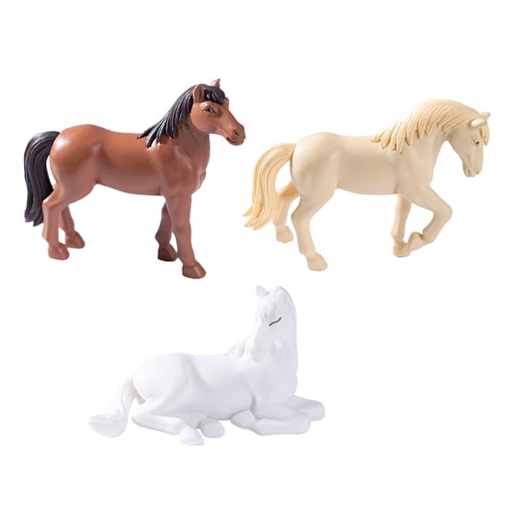 OIUR 3 Pcs Horse Miniatures Mini Animal Figurines Tabletop Mini Horse Statues for DIY Fairy Garden Micro Landscape Decoration