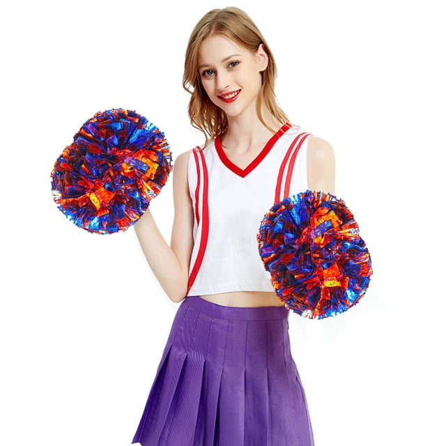 Produit pour Événement et Fête pour Cheerleading Accessoires de Fleurs Colorées à Main avec Poignée Légère pour Activités de Performance et Équipe 2 Pcs