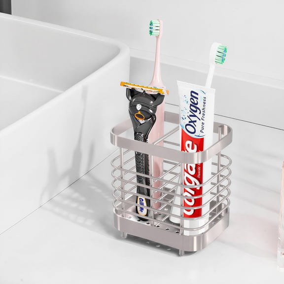 Appoft Toothbrush Holders for Bathroom, Stainless Steel Electric Toothbrush Holder Wall Mounted, Shower Toothbrush Toothpaste Holder, Bathroom Organizer Essentials, 2 Slots, Silver