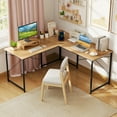 thumbnail image 2 of Gymax Bureau d'Ordinateur en L Réversible de 95 Pieds' pour 2 Personnes, Longue Table, Support d'Écran, Naturel, 2 of 10