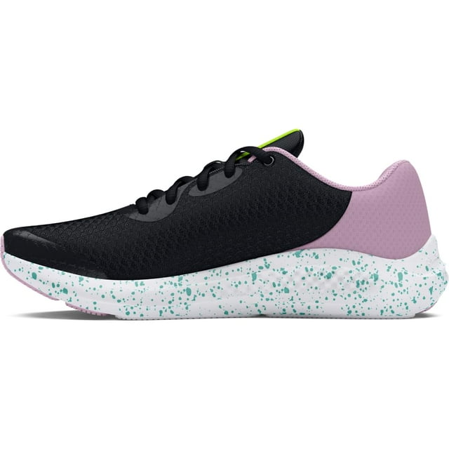 Zapatos Under Armour Charged Pursuit 3 para niñas, color negro/morado, 5.5 US