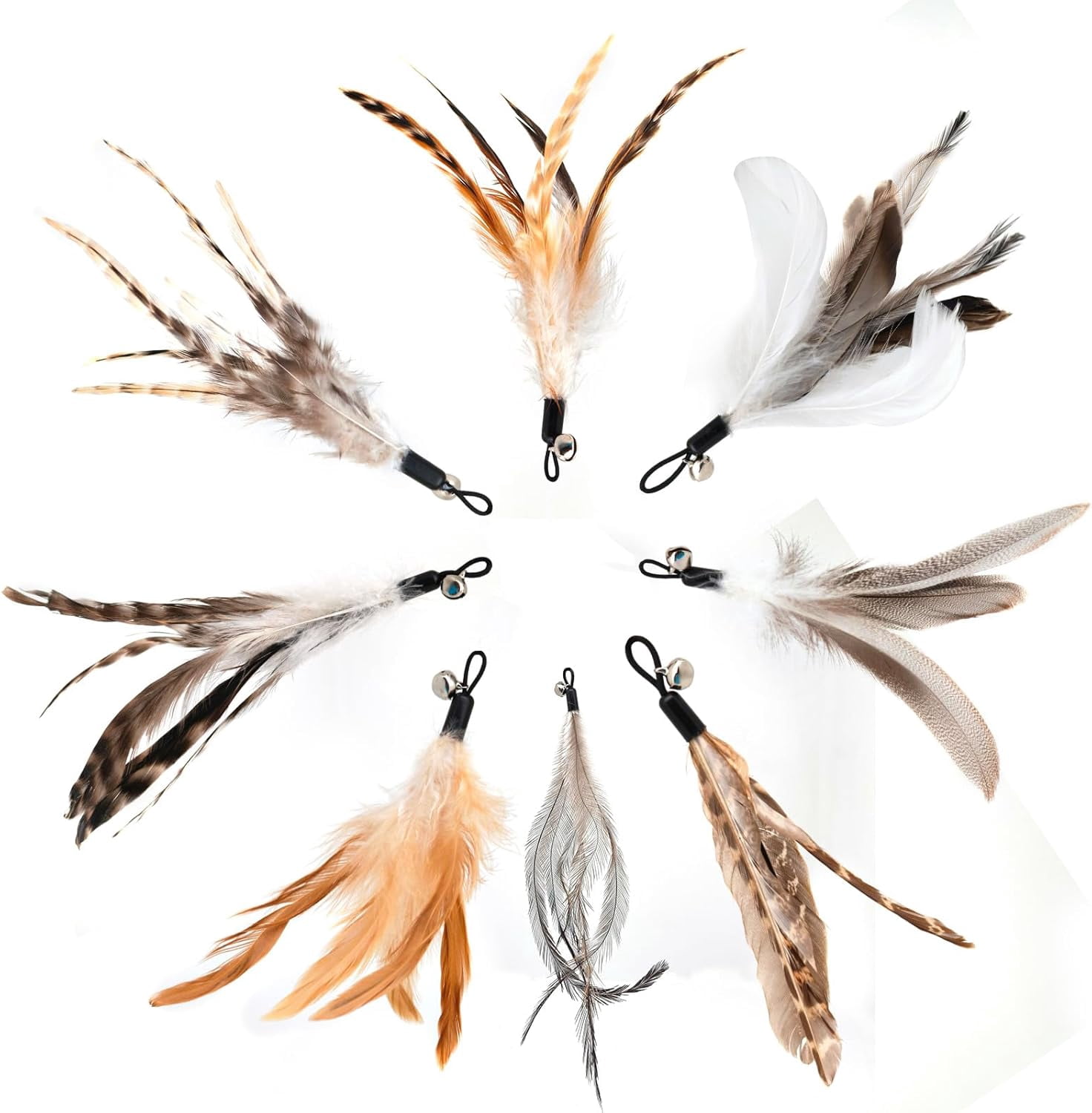 miwoowim Cat Toys Interactive for Indoor Cats, 2PCS Ultra-Long Teaser(50"+38")+9PCS Da Bird Feather Refills, Fishing Pole Toy,Retractable Cat Wand Toy and Feather Toys Refills Attachment Replacement