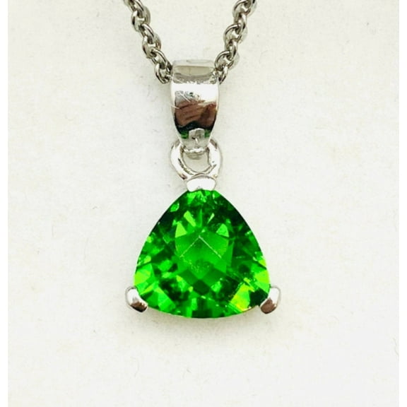 P70808 Mt. St. Helens Green Helenite Trillion Shape (8x8mm) May Birthstone Classic pendant
