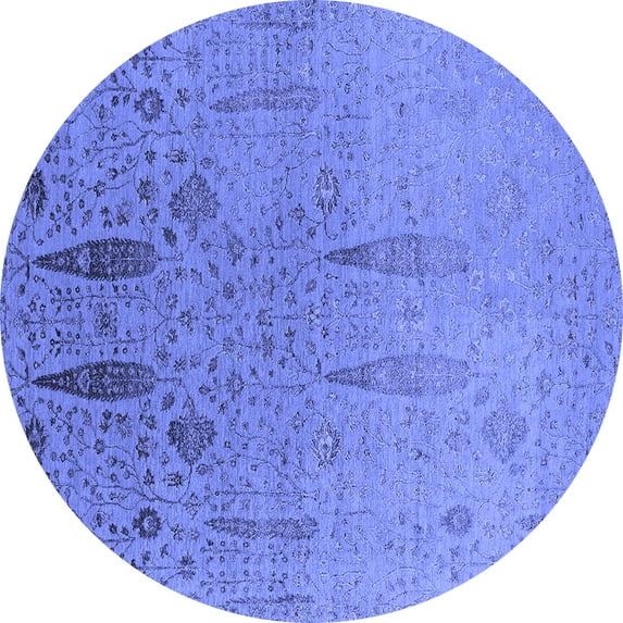Ahgly Company Indoor Round Oriental Blue Industrial Area Rugs, 7' Round
