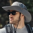 thumbnail image 3 of harmtty Windproof Bucket Hat Men Summer Sun Hat Windproof Strap Wide Brim Anti uv Sun Foldable Portable Gardening Fishing Travel Outdoor Fisherman Dark Gray, 3 of 8