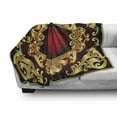 thumbnail image 3 of Yellow Damask Soft Flannel Fleece Throw Blanket, Graphic Image Baroque Inspired Curvy Frame Background, Cozy Plush for Indoor and Outdoor Use, 50" x 60", Earth Yellow Burgundy, by Ambesonne, 3 of 6