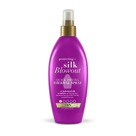 OGX Protecting + Silk Blowout Quick Drying Thermal Spray 6 FL (Best Heat Protectant For Blow Drying Natural Hair)