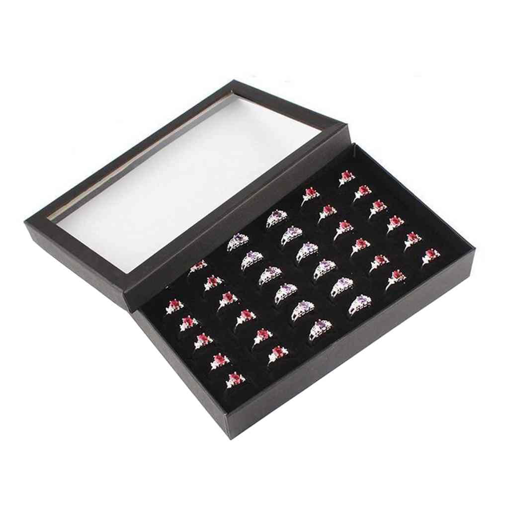 36 Slots Ring Earrings Jewellery Display Storage Box Case Tray Holder Organizer 