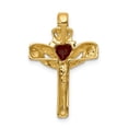thumbnail image 4 of Real 14kt Yellow Gold Garnet & AA Diamond Claddagh Cross Pendant; for Adults and Teens; for Women and Men, 4 of 4