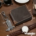 thumbnail image 5 of Wrangler Genuine leather Wallet for Men, Men's Bifold Keychain Wallet, Slim Minimalist Small Wallet with Clear ID Window , Gift Set, Perfect Fathers Day Gifts for Dad, 5 of 8