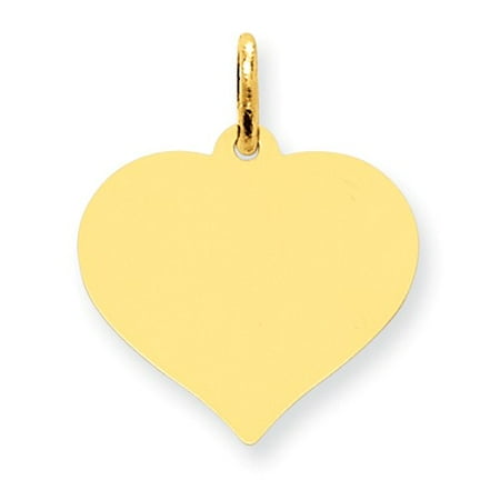 10k Yellow Gold Engravable Heart Disc Charm (0.8in long x 0.7in wide)