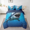 thumbnail image 2 of Feelyou 3D Marine Shark Bedding Comforter Set 7pcs, Sea Animal Child Queen Bedding Sets, 2 of 8