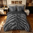thumbnail image 3 of Manfei Vintage Tiger Print Queen Bedding, Tribal Abstract Bedding Comforter Set Queen, Black Gray, Black Reversible, 7 Pieces, 3 of 6