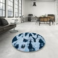 thumbnail image 4 of Ahgly Company Machine Washable Indoor Round Abstract Blue Jay Blue Area Rugs, 8' Round, 4 of 7
