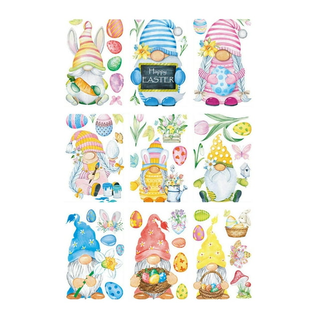 NANDIYNZHI ramadan decorations for home Rabbit Glass Sticker Decal Holiday Decorations Spring Kids Room Home Kitchen Decor 9pc room decor C(Clearance)