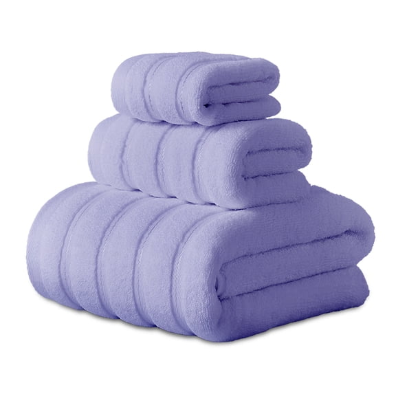 Hitime Bath Towel Sets of 3 Pieces, 1 Bath Towels 1 Hand Towels 1 Washcloths, 100% Cotton Highly Absorbent Towels for Bathroom, Gym, Hotel - Light Purple
