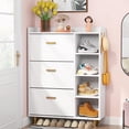 thumbnail image 5 of Flip Drawers Shoe Cabinet, Freestanding Tipping Bucket Shoes Cabinet Wooden Shoe Rack with 3 Flip Drawers and 5 Tiers Shelves, 5 of 5