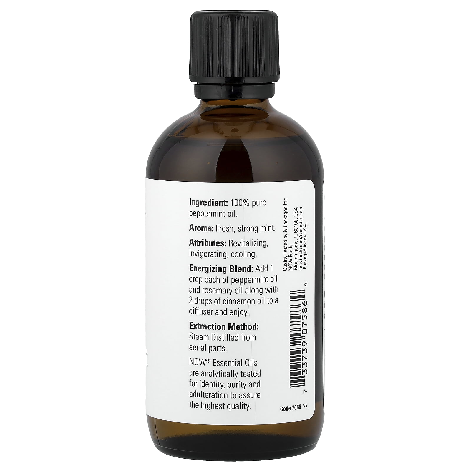 NOW Essential Oils, Peppermint Oil, Invigorating Aromatherapy Scent, Steam Distilled, 100% Pure, Vegan, Child Resistant Cap, 4-Ounce