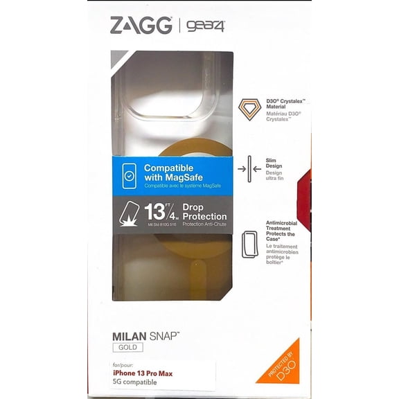 ZAGG Milan Snap Case for MagSafe for Apple iPhone 13 Pro Max - Gold/Clear