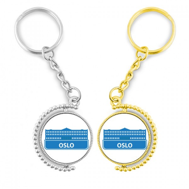 Oslo Noruega Azul patron de referencia Anillo de oro de metal llavero llavero