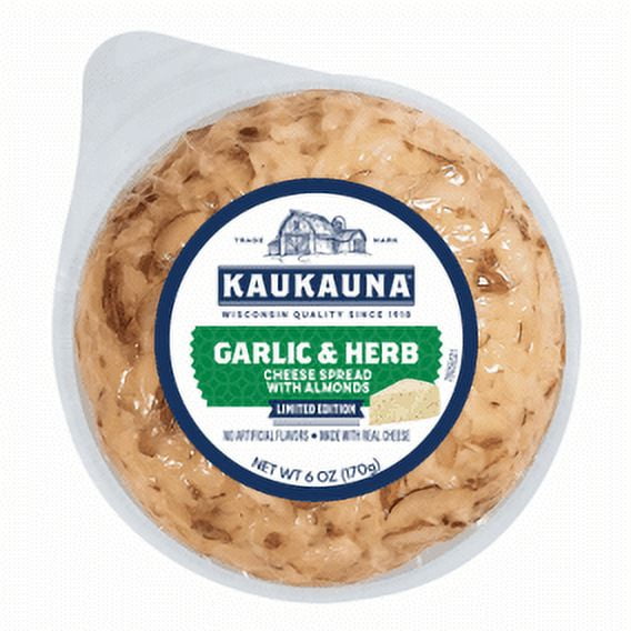 Kaukauna Garlic & Herb Cheese Ball Spread, Vacuum Wrapped Pack, 6oz. Refrigerated