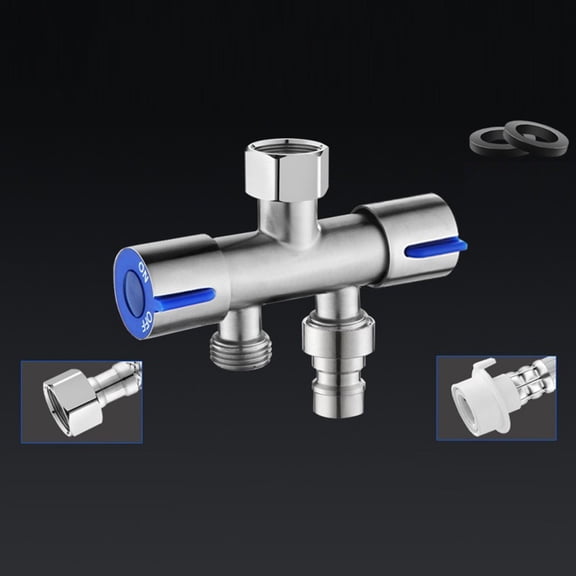 Goodhd Washing Machine Water Diverter Valve Three-Way Double Control Faucet Angle Valve,A