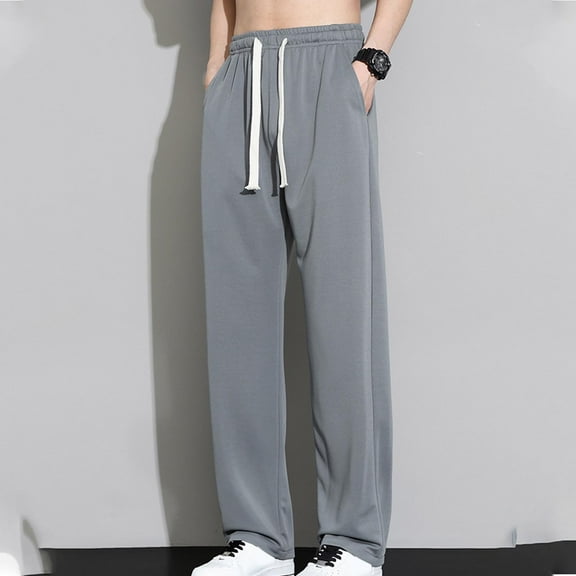 Haoxianjian Mens Khaki Pants Wide Leg Sweatpants Men'S Casual Daily Outdoor Beach Lightweight Breathable Pants Men'S Athletic Pants On Clearance