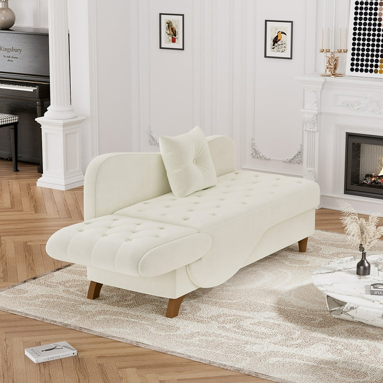 Ouyessir Chaise Lounge Sofa with Storage Adjustable Recling Sleeper Sofa Lounge Chair with Pillow Velvet Futon Sofa Couch Bed for Living Room