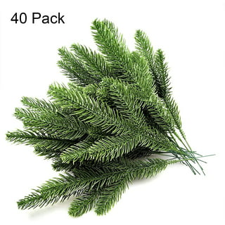 25Pcs 13.8 Artificial Pine Branches Decor Faux Fake Pine Leaves Sprigs,  Green