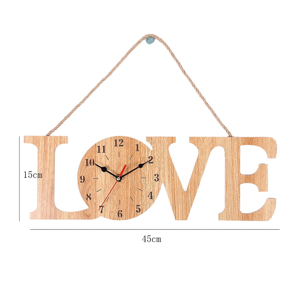 WRISTBIQUE Rustic Wooden Rope Wall Clock, Quartz Movement, Decorative Silent Hanging Clock for Living Room, Bedroom, Home Decor