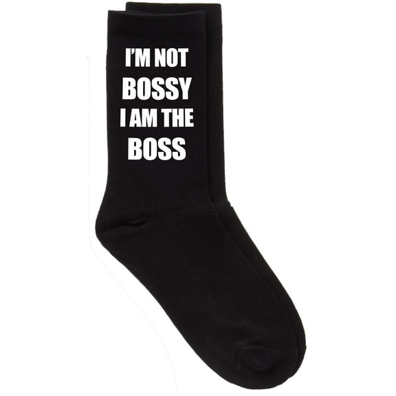 I Am Not Bossy I Am The Boss Black Calf Socks Birthday Socks Christmas Present Mens Birthday Secret Santa