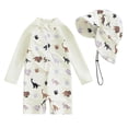 thumbnail image 3 of ATAIKU Baby Boys Swimsuit Dinosaurs Toddler One Piece Zipper Bathing Suit Long Sleeve Rash Guard Swimwear Sunsuit with Sun Hat, 3 of 8