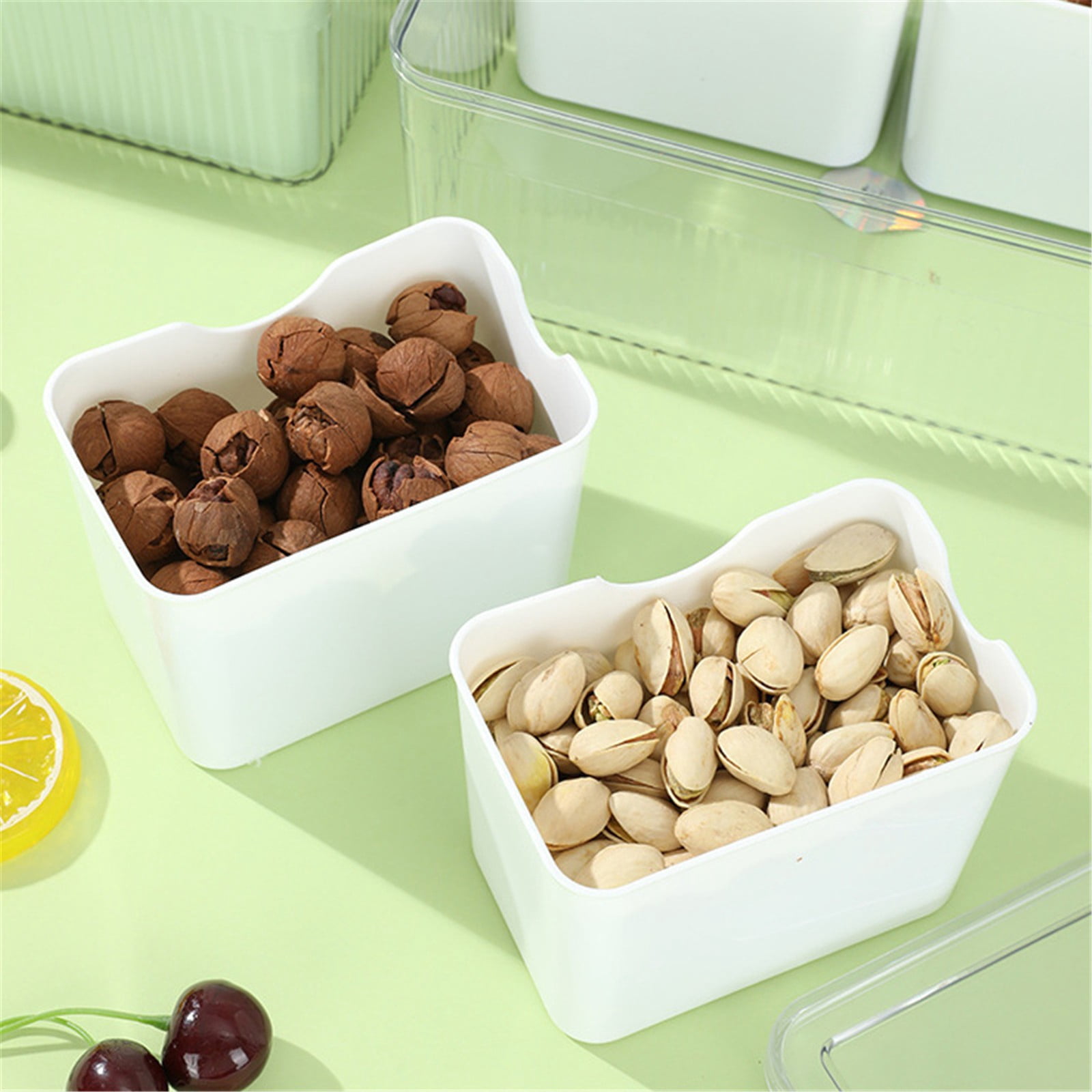 Huayishang Storage Box, Kitchen Essentials Clearance Sale Kitchen Refrigerator Meat Vegetable Cooked Food Storage Dedicated Transparent Detachable Lid Four-Grid Storage Box