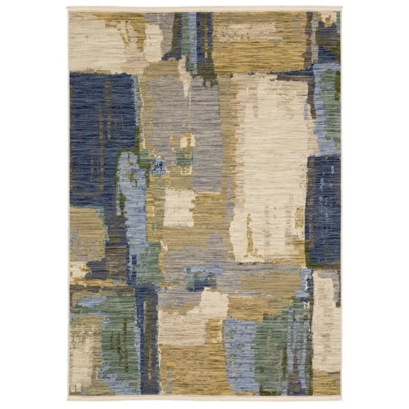 Oriental Weavers Soleri Wool Blend Area Rug - SOL05 - 2' x 3' - in Blue/ Green - Modern Style, Wool Blend, Entryway, Bathroom Accent Rug