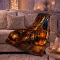 thumbnail image 6 of Rustic Halloween Porch Scene Glowing Pumpkins Autumn Leaves, Festive Halloween Scene, Warm Flannel Blanket for Cabin and Lodge, Art Lovers Halloween Gift, Festive Home Decor, 6 of 9