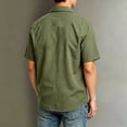 thumbnail image 6 of Oiangi Boys Cotton Linen Tops Short Sleeve Button Down Shirts Casual Solid Color School Uniform Army Green 5 Years, 6 of 6